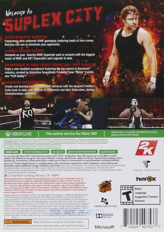 
WWE 2K17 | Xbox 360 | back cover 1 | Region: North America | Source: LaunchBox