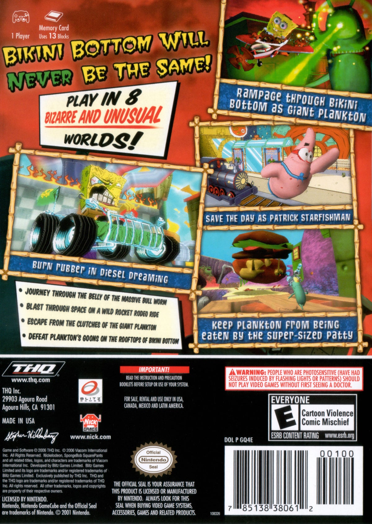 
SpongeBob Squarepants: Creature from the Krusty Krab | GameCube | back cover 1