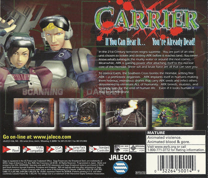 Carrier | Dreamcast | back cover 1 | region=North America | launchbox-ebfe1b8c5a3a | source=LaunchBox