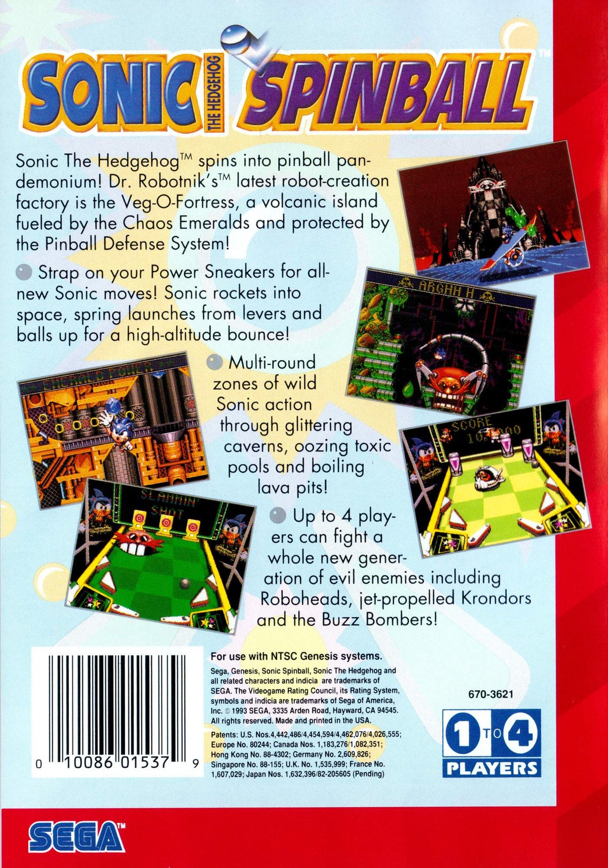 Sonic the Hedgehog: Spinball | Genesis | back cover 1