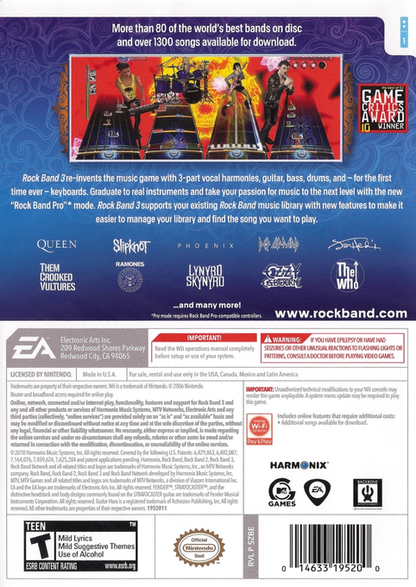 
Rock Band 3 | Wii | back cover 1