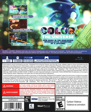 
Sonic Colors: Ultimate | PlayStation 4 | back cover 1