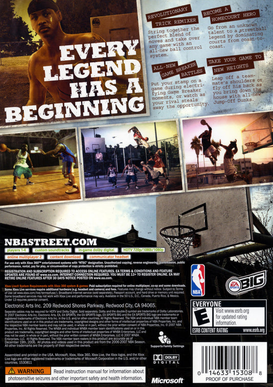 
NBA Street Homecourt | Xbox 360 | back cover 1 | Region: North America | Source: LaunchBox