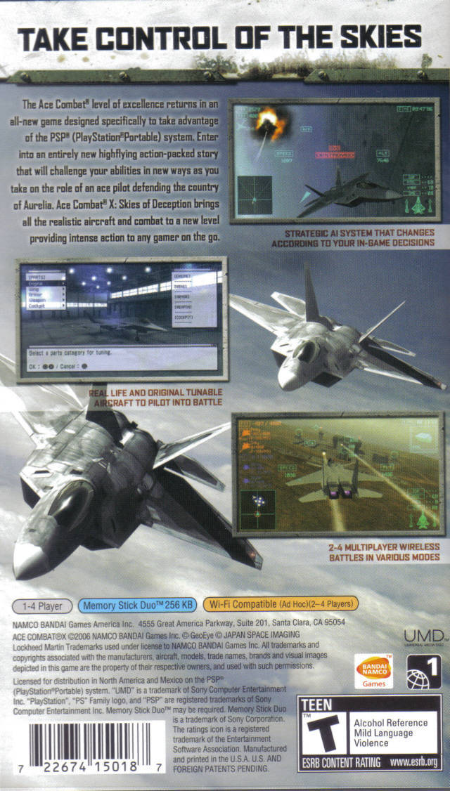 
Ace Combat X: Skies of Deception | PSP | back cover 1