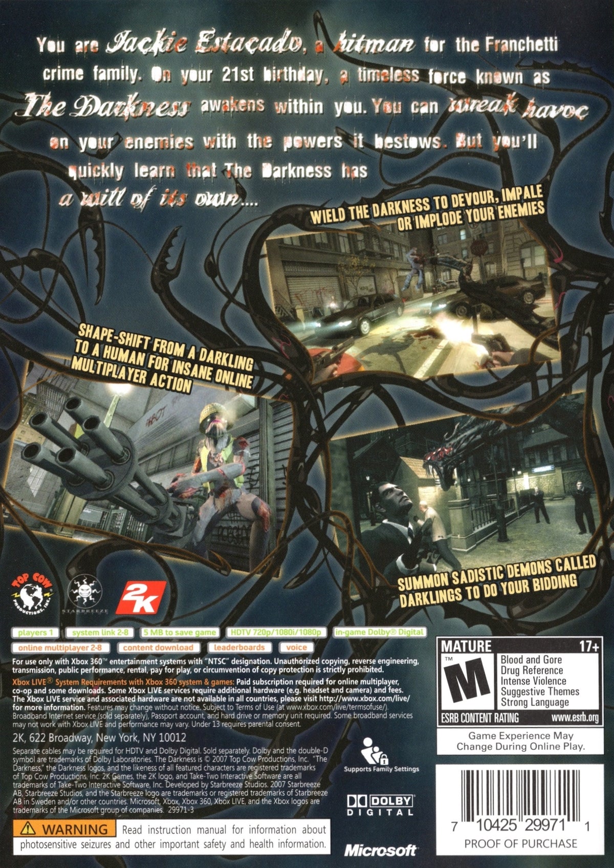 
The Darkness | Xbox 360 | back cover 1
