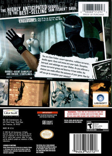
Tom Clancy's Splinter Cell: Double Agent | GameCube | back cover 1