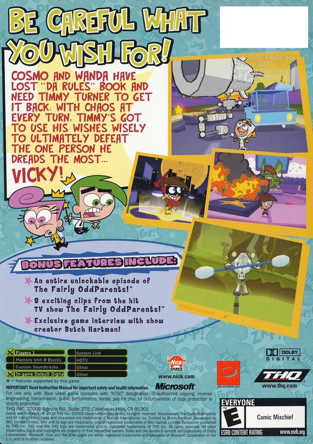 
The Fairly OddParents!: Breakin' da Rules | Game Boy Advance | back cover 1