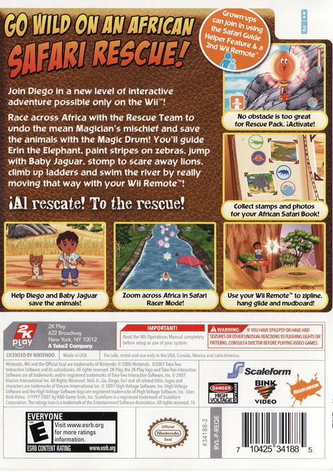Go, Diego, Go! Safari Rescue | Wii | back cover 1