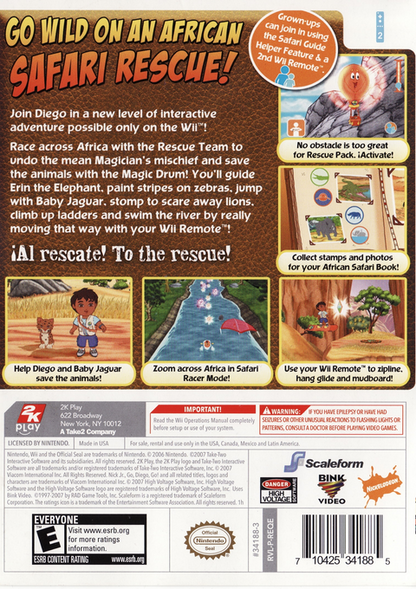 
Go, Diego, Go! Safari Rescue | Wii | back cover 1
