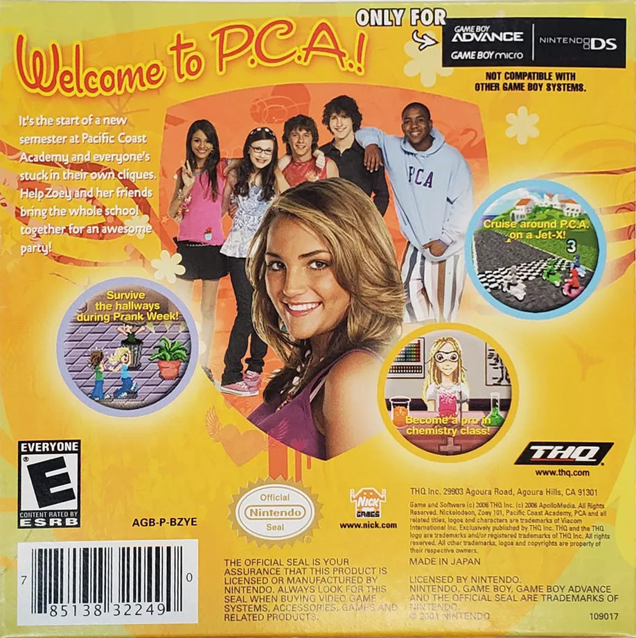 Zoey 101 | Game Boy Advance | back cover 1 | Region: North America | Source: LaunchBox