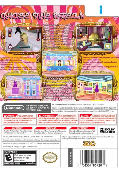 
Dream Salon | Wii | back cover 1 | Region: North America | Source: LaunchBox