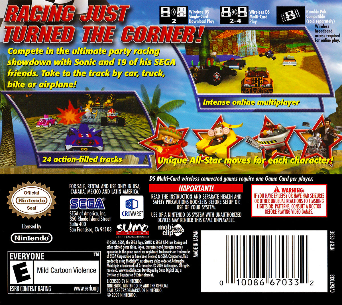 
Sonic & SEGA All-Stars Racing | Nintendo DS | back cover 1