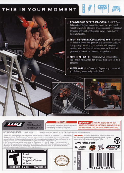 
WWE Smackdown vs. Raw 2011 | Wii | back cover 1 | Region: North America | Source: LaunchBox