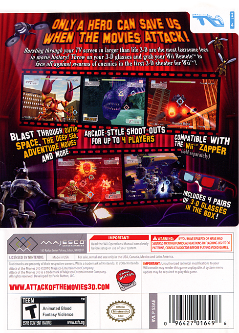 
Attack of the Movies 3-D | Wii | back cover 1