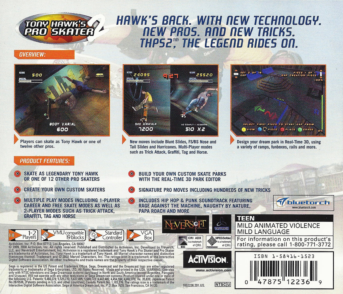 
Tony Hawk's Pro Skater 2 | Dreamcast | back cover 1