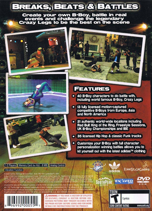 
B-Boy | PlayStation 2 | back cover 1 | Region: North America | Source: LaunchBox