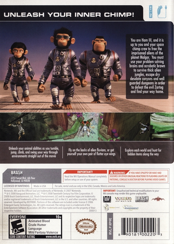 
Space Chimps | Wii | back cover 1