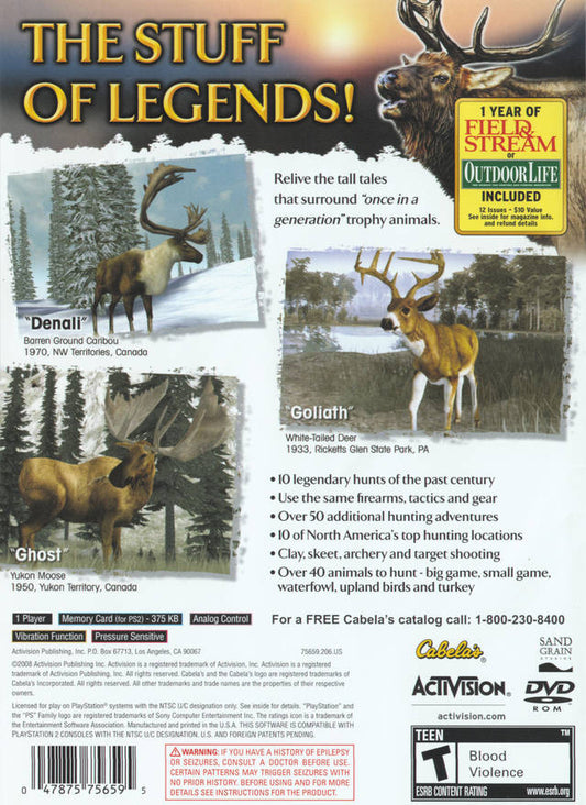 
Cabela's Legendary Adventures | PlayStation 2 | back cover 1 | Region: North America | Source: LaunchBox