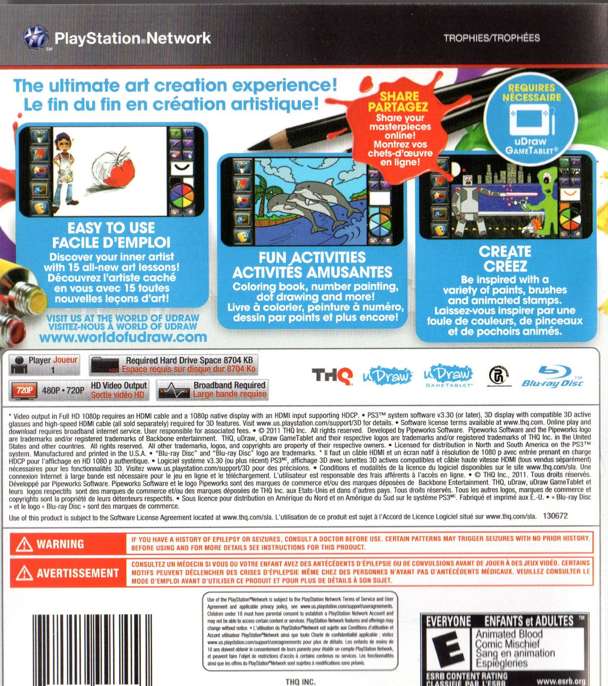 
uDraw Studio: Instant Artist | PlayStation 3 | back cover 1