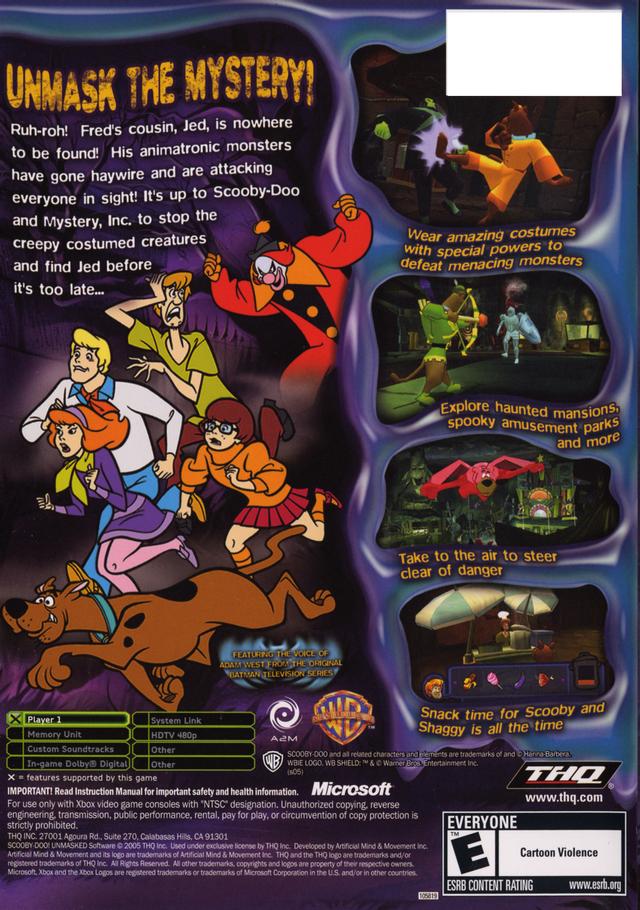 Scooby-Doo!: Unmasked | Xbox | back cover 1 | Region: North America | Source: LaunchBox