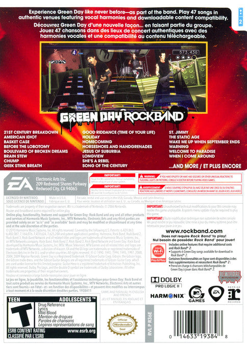 
Green Day: Rock Band | Wii | back cover 1