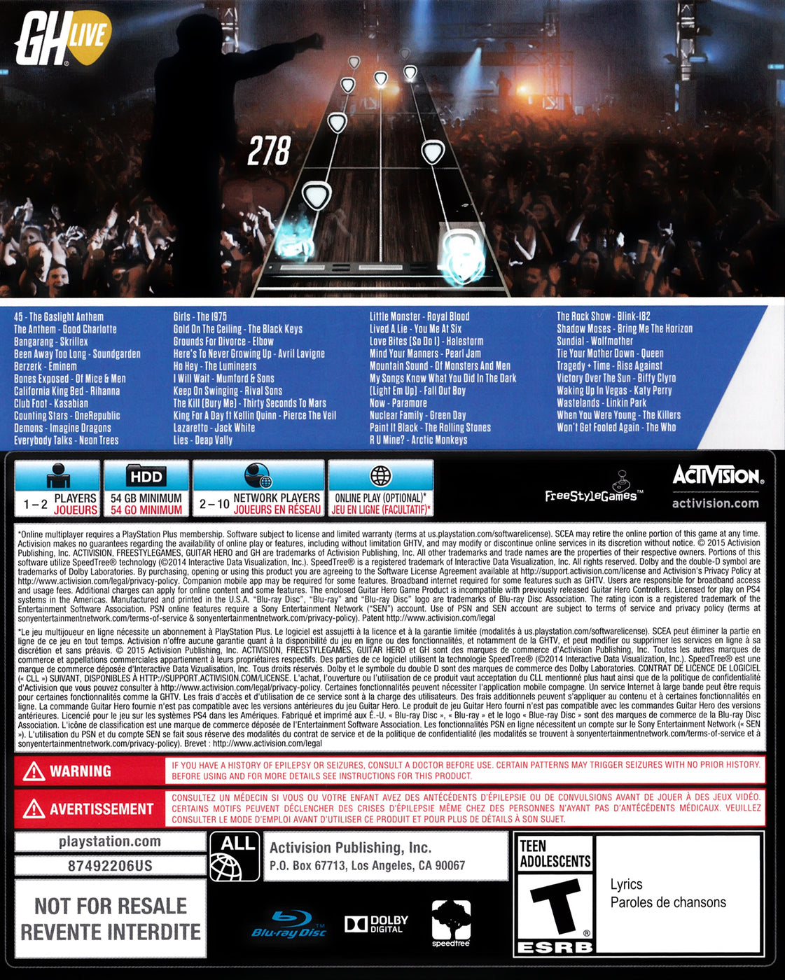 
Guitar Hero Live | PlayStation 4 | back cover 1