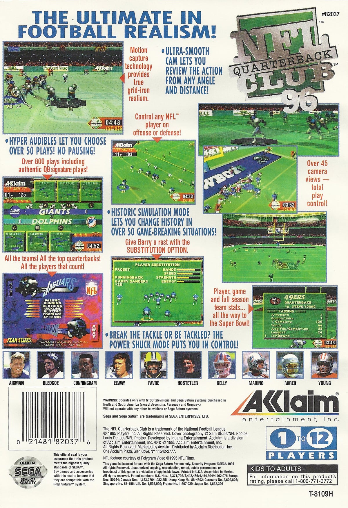 
NFL Quarterback Club 96 | Saturn | back cover 1