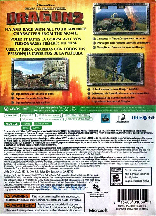 
How to Train Your Dragon 2 | Xbox 360 | back cover 1 | Region: North America | Source: LaunchBox