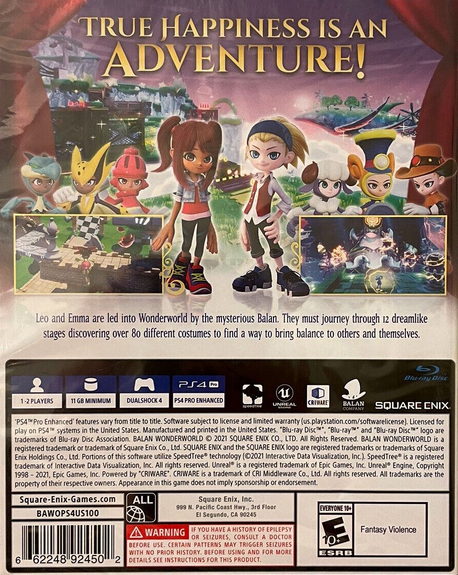 
Balan Wonderworld | PlayStation 4 | back cover 1 | Region: North America | Source: LaunchBox
