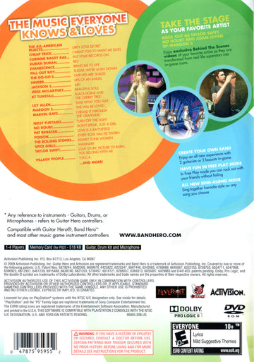 
Band Hero | PlayStation 2 | back cover 1 | Region: North America | Source: LaunchBox