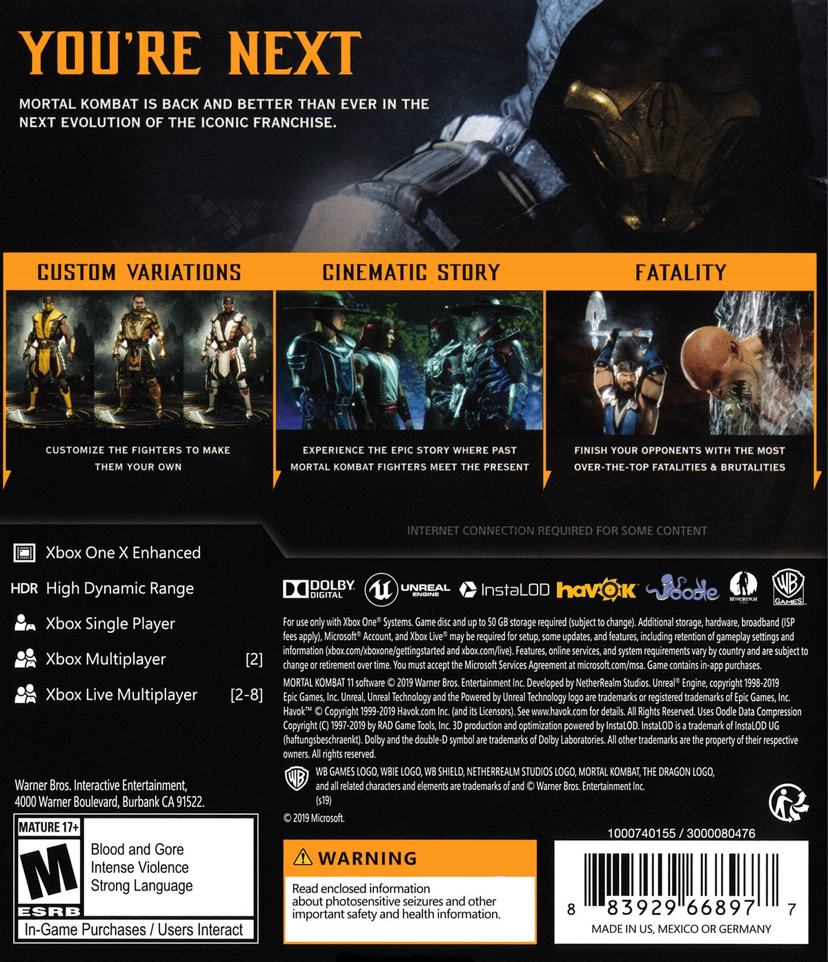 
Mortal Kombat 11 | Xbox One | back cover 1