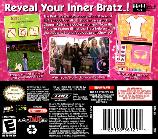 
Bratz 4 Real | Nintendo DS | back cover 1 | Region: North America | Source: LaunchBox