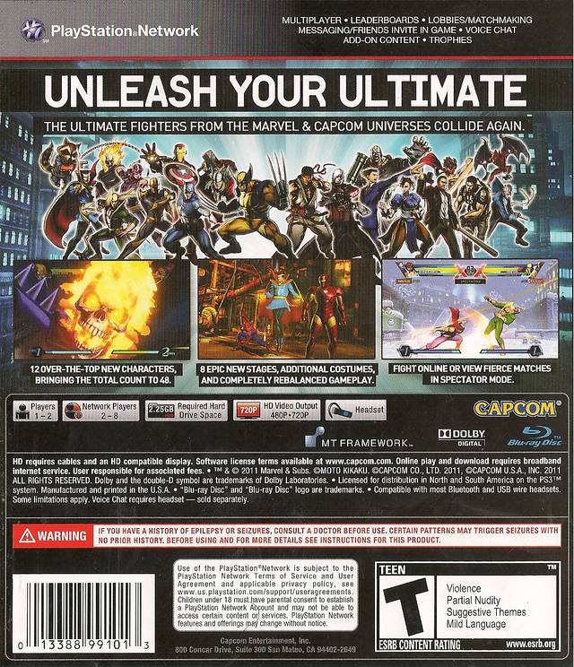 
Ultimate Marvel vs. Capcom 3 | PlayStation 3 | back cover 1