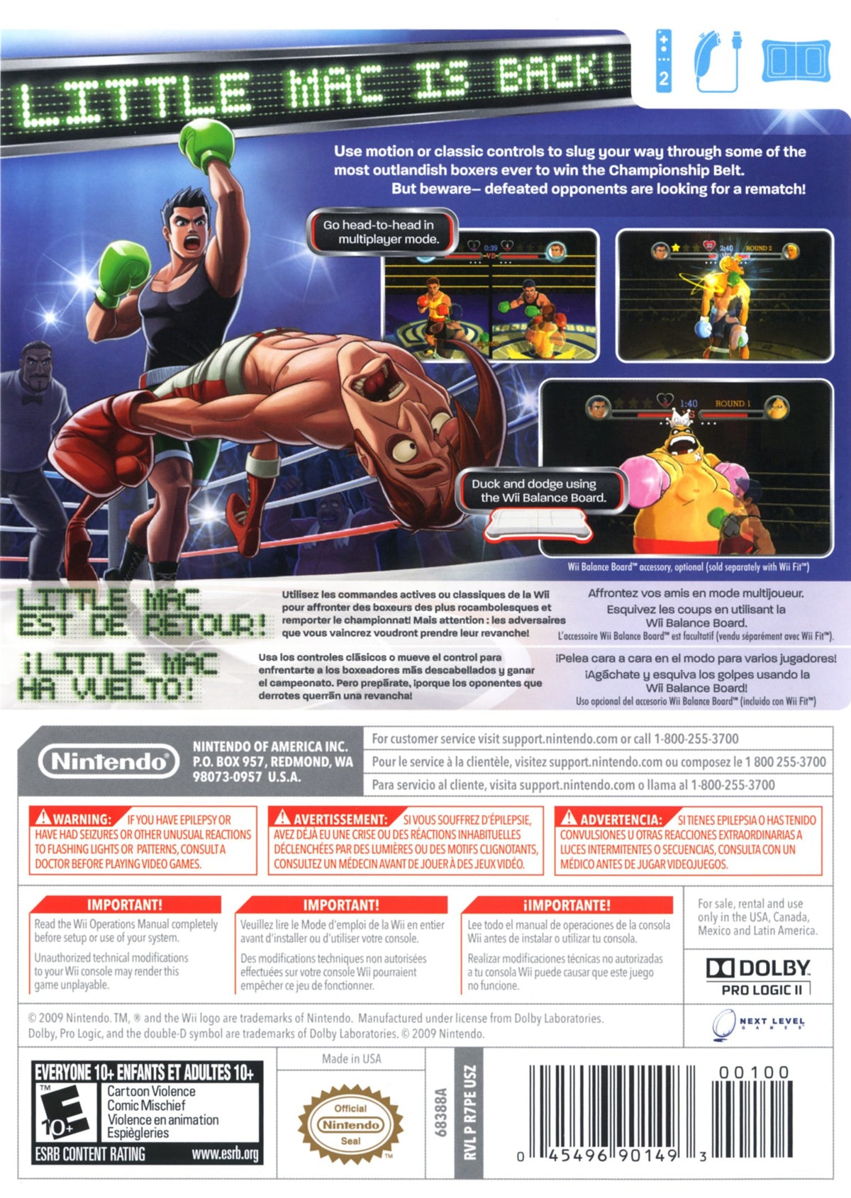 Punch-Out!! | Wii | back cover 1 | Region: North America | Source: LaunchBox