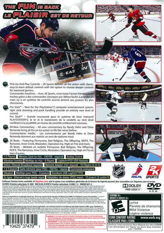 
NHL 2K9 | PlayStation 2 | back cover 1 | Region: North America | Source: LaunchBox