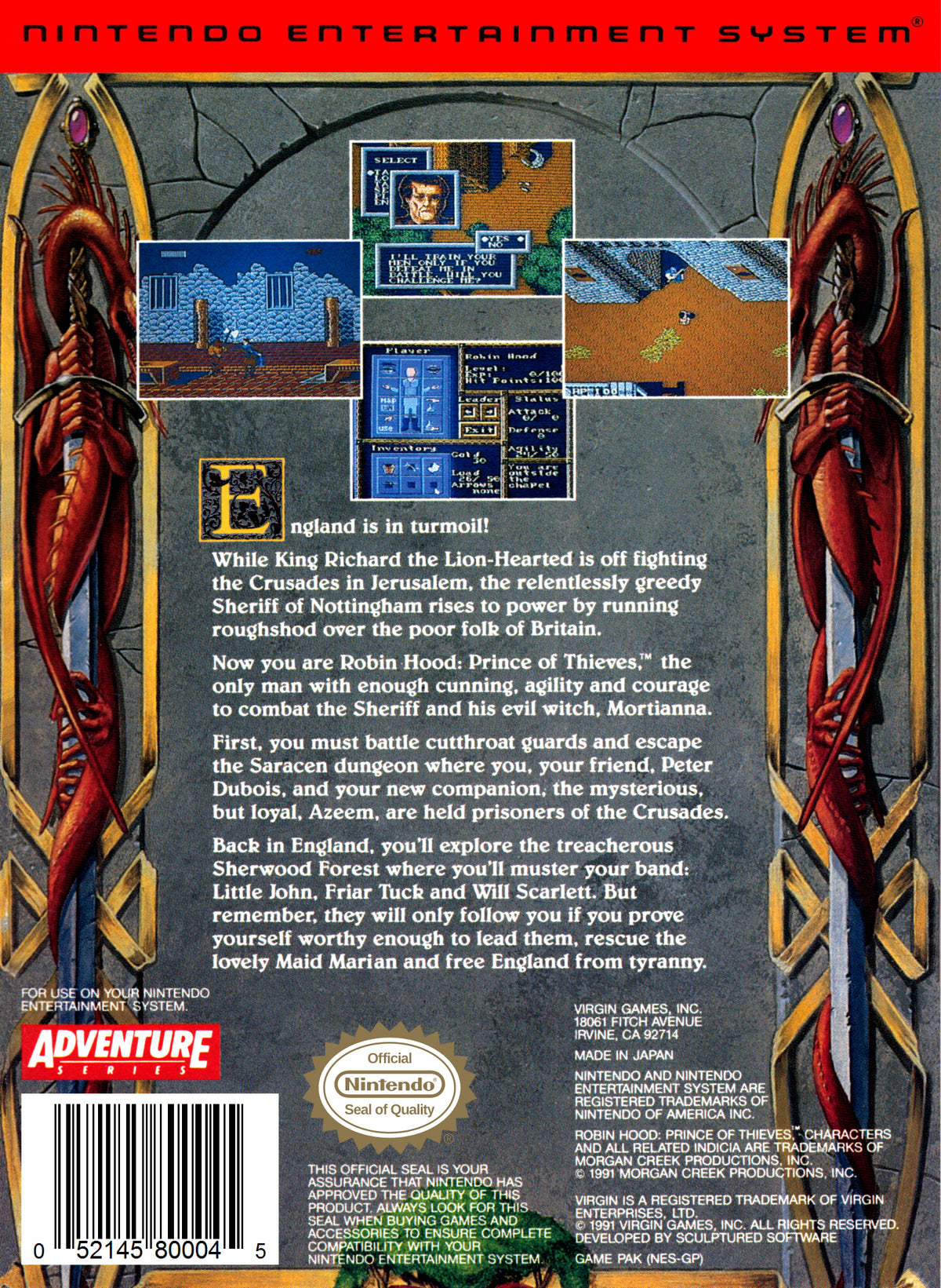 
Robin Hood: Prince of Thieves | NES | back cover 1