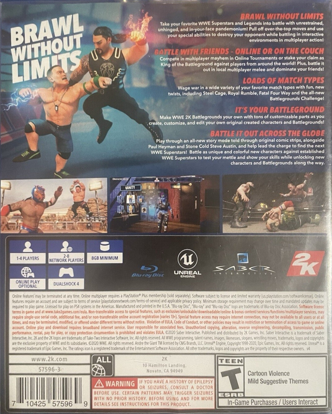
WWE 2K Battlegrounds | PlayStation 4 | back cover 1 | Region: North America | Source: LaunchBox