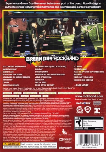 
Green Day: Rock Band | Xbox 360 | back cover 1