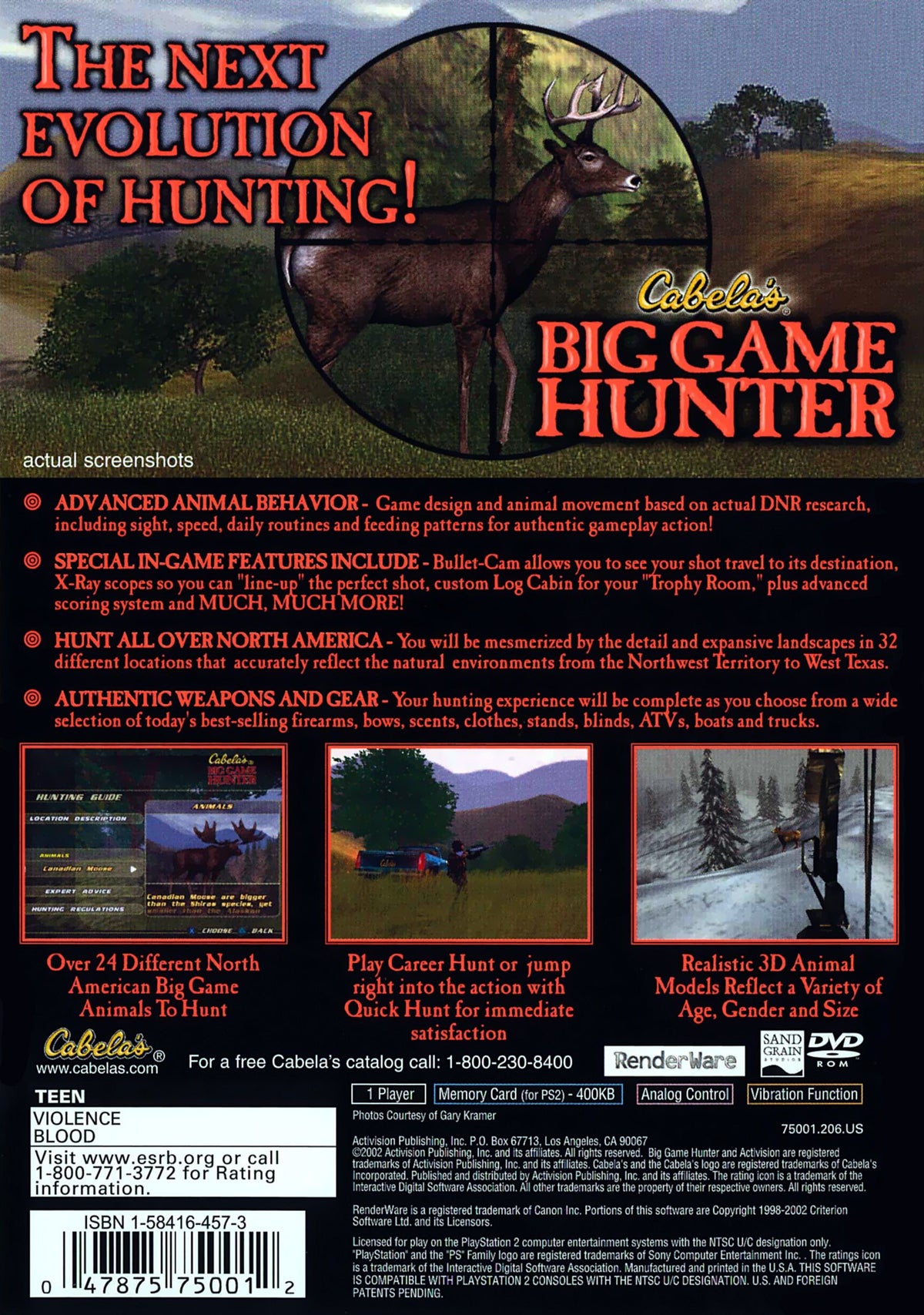 
Cabela's Big Game Hunter | PlayStation 2 | back cover 1