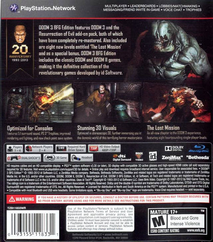 
Doom 3: BFG Edition | PlayStation 3 | back cover 1 | Region: North America | Source: LaunchBox