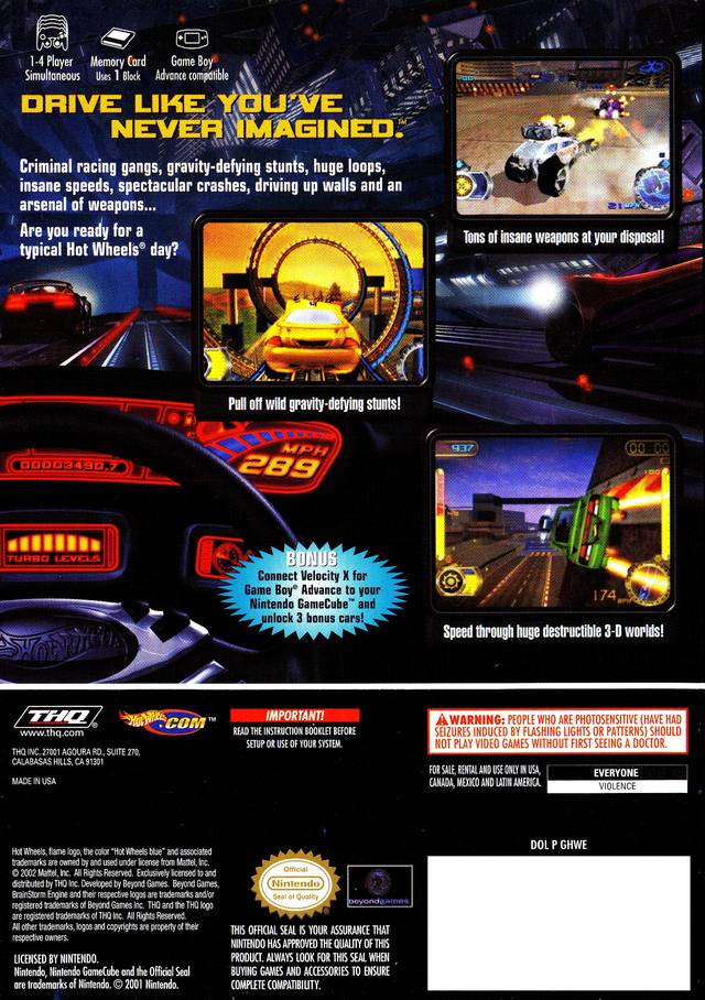 
Hot Wheels: Velocity X | GameCube | back cover 1