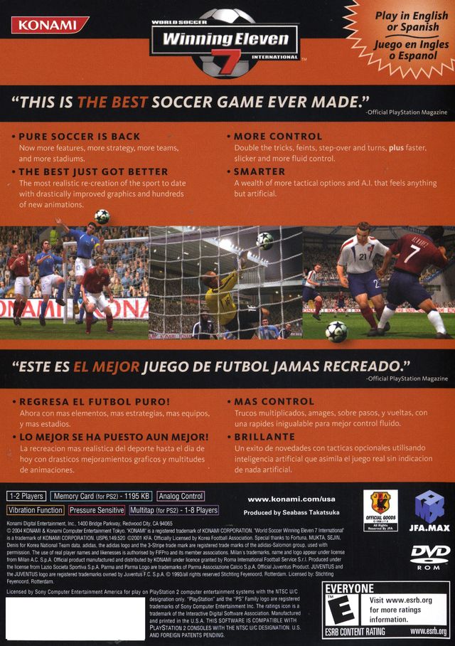 
World Soccer: Winning Eleven 7 International | PlayStation 2 | back cover 1 | Region: North America | Source: LaunchBox