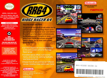 
Ridge Racer 64 | Nintendo 64 | back cover 1