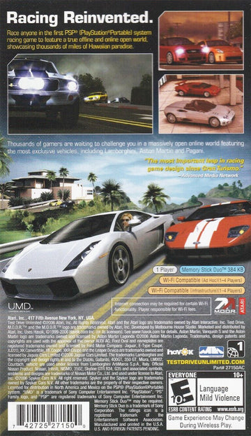 
Test Drive Unlimited | PSP | back cover 1