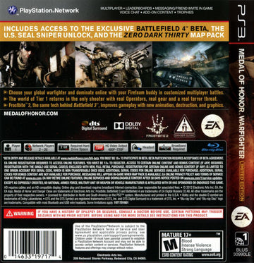 
Medal of Honor: Warfighter | PlayStation 3 | back cover 1 | Region: North America | Source: LaunchBox