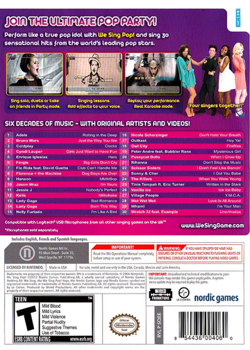 
We Sing: Pop! | Wii | back cover 1