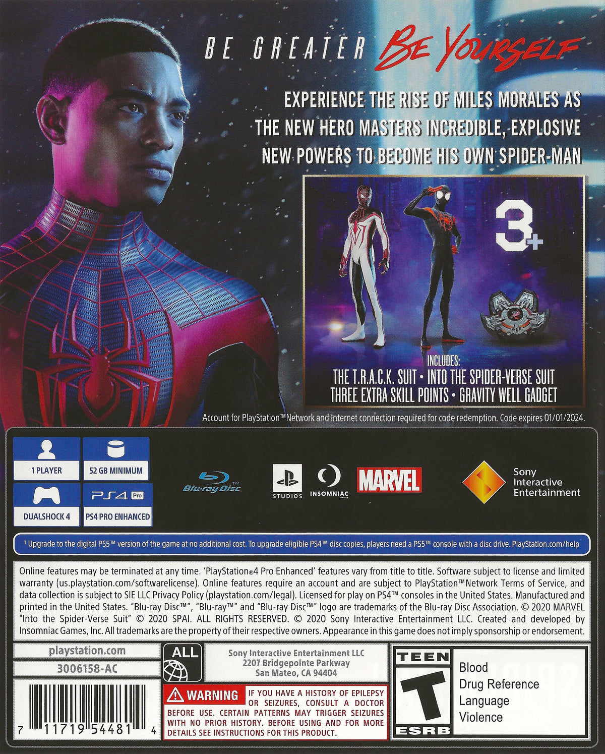 
Marvel Spider-Man: Miles Morales | PlayStation 4 | back cover 1