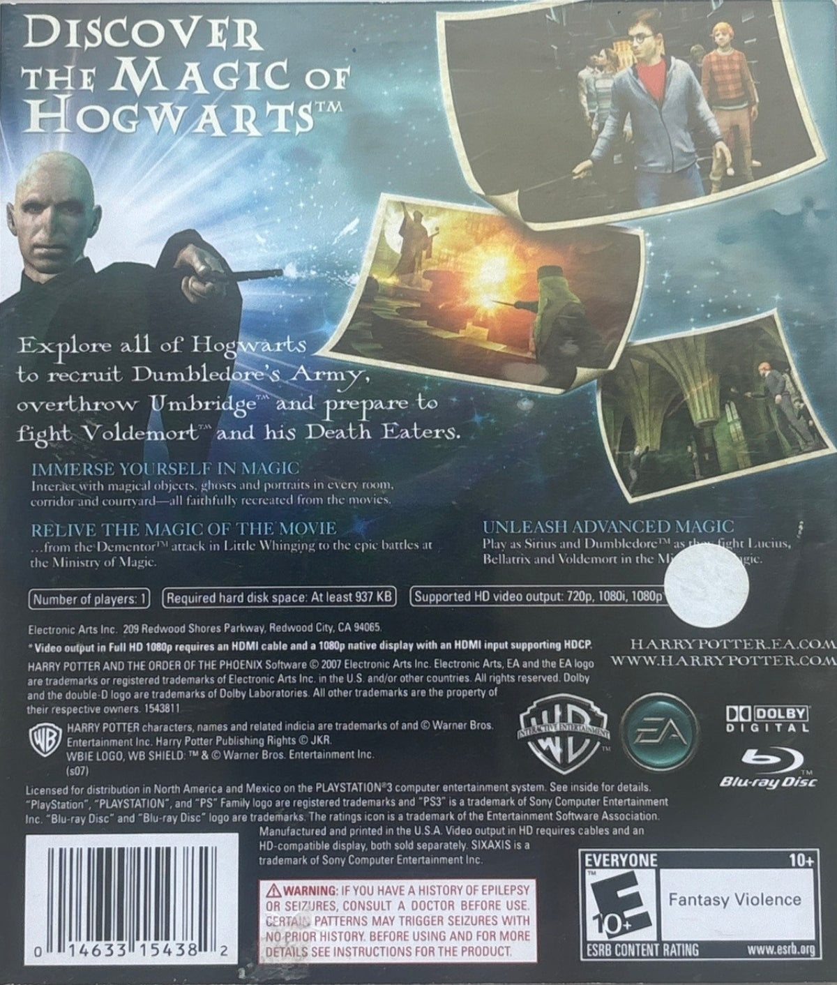 Harry Potter and the Order of the Phoenix | PlayStation 3 | back cover 1