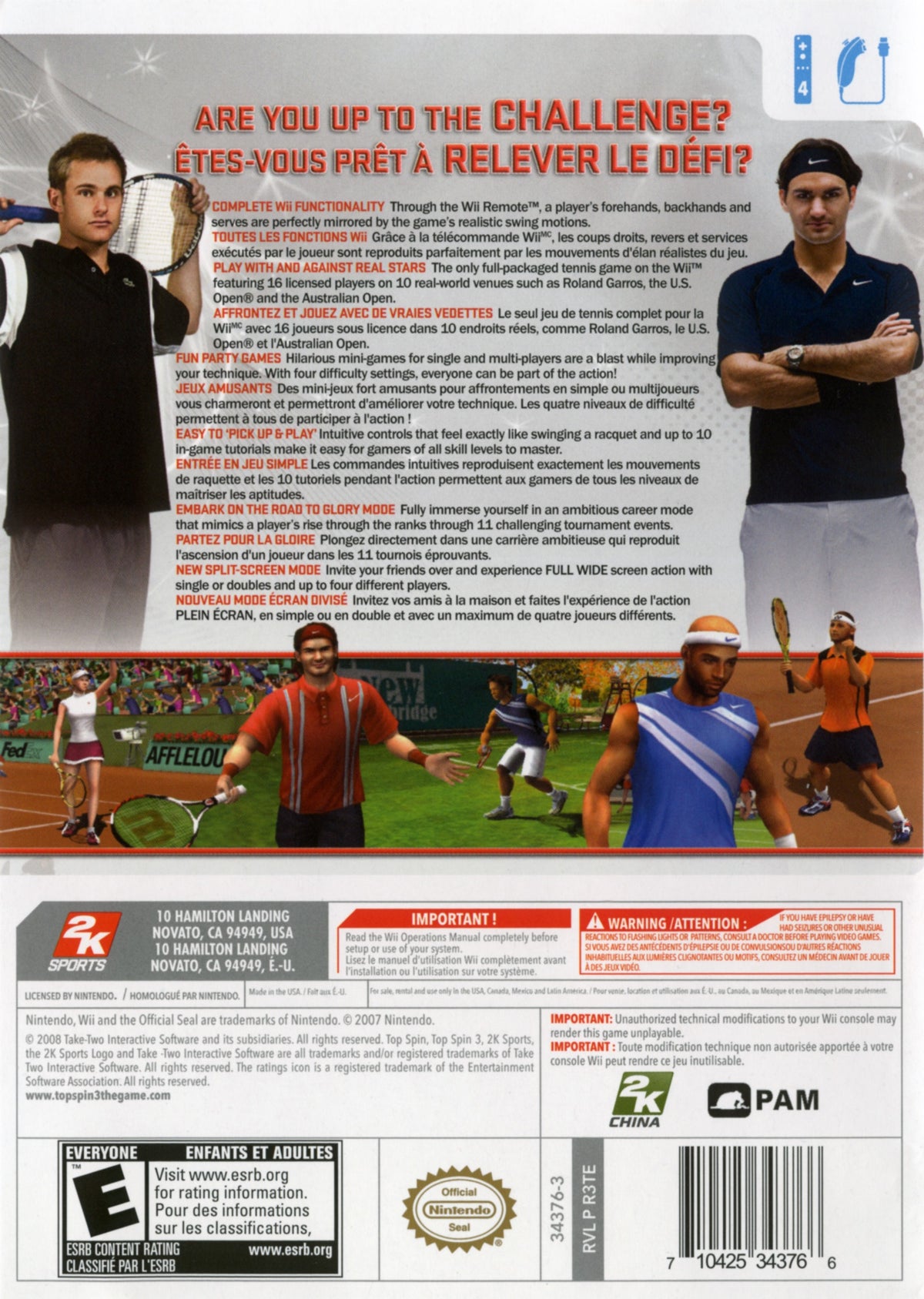
Top Spin 3 | Wii | back cover 1