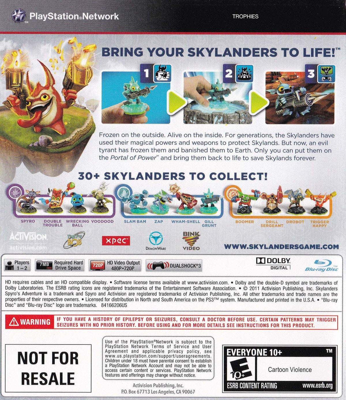 Skylanders: Spyro's Adventure | PlayStation 3 | back cover 1